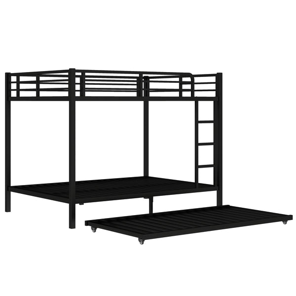 English Elm Full Metal Bunk Bed With Twin Trundle - Stylish, Space-Saving Design For Families And Guests! W1580S00129