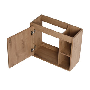 English Elm 24'' Floating Wall Mounted Bathroom Vanity with Ceramic Sink and Soft Close Cabinet Imitative Oak W999P426630