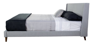English Elm Queen Light Gray Upholstered Bed with 2 Light Walnut Nightstands — Queen Size, 100% Polyester, Modern Elegance B2699S00074