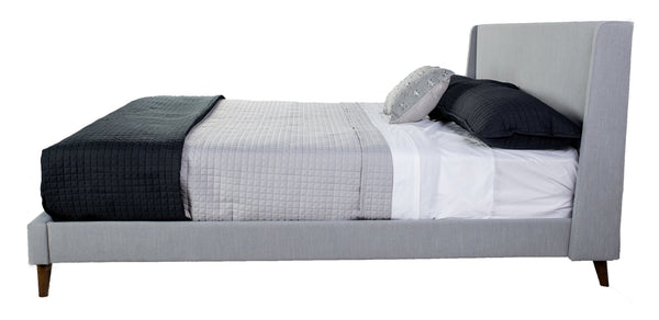 English Elm Queen Light Gray Upholstered Bed with 2 Light Walnut Nightstands — Queen Size, 100% Polyester, Modern Elegance B2699S00074