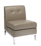 Smoke Faux Leather Armless Chair