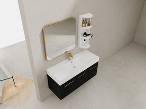 English Elm 48 Inch Wall-Mounted Bathroom Vanity Set With Resin Sink & Ample Storage Rack For Modern Spaces W999S00370
