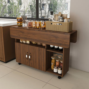 English Elm Multi-functional Folding Desk with Shelved Storage and Casters for Compact Living W2700P437587