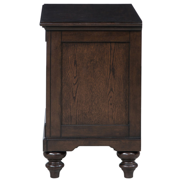 English Elm Berwick Dark Oak nightstand with drawer and open cubby, cable pass-through, rustic wood grain finish B062P374135
