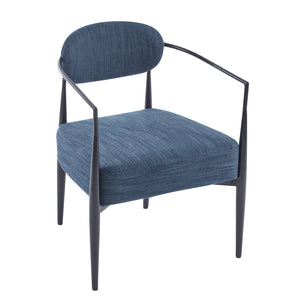 English Elm Christopher Knight Home® - Mid-Century Upholstered Accent Armchair with Pocket Spring Seat, Tapered Iron Legs, Stylish Comfort Black,Navy Blue 26.38 L x 25.2 W x 12.6 H N776P224504N