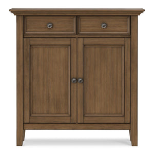 English Elm Amherst Solid Pine Entryway Cabinet with Crown Molding and Rustic Aged Brown Finish B136P436043