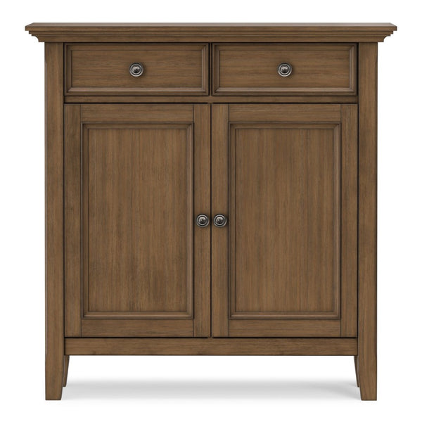 English Elm Amherst Solid Pine Entryway Cabinet with Crown Molding and Rustic Aged Brown Finish B136P436043