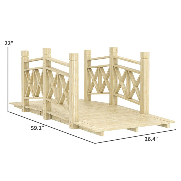 English Elm Garden Arched Wood Footbridge Solid Fir Pine Backyard Pond Creek Zen Outdoor T3971P420771