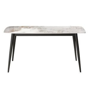 English Elm 62.99" Modern Artificial Stone White Pandora Dining Table With Curved Edges For 6 - Chic Design! W1535S00499