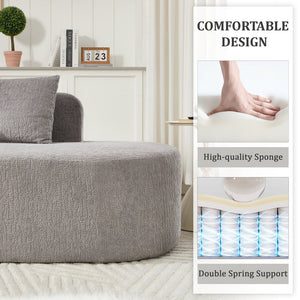 English Elm 110.2" Boneless Couches Sectional Curved L-Shape Sofa with Deep Seat, 5 Pillows, Chenille Flannelette Comfort W1249S00010