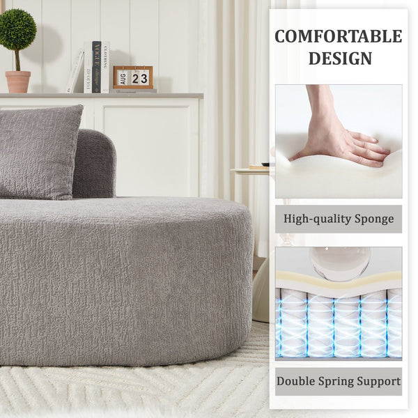 English Elm 110.2" Boneless Couches Sectional Curved L-Shape Sofa with Deep Seat, 5 Pillows, Chenille Flannelette Comfort W1249S00010