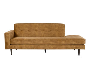 Sunpan Palmyra Sofa - Elegant Mid-Century Design with Spacious Comfort and Dark Brown Rubberwood Legs Nono Tapenade Gold