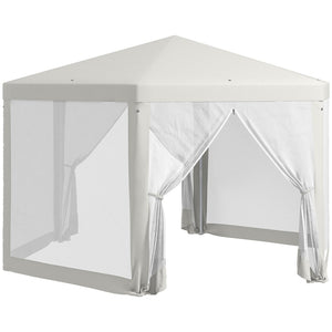 English Elm Outsunny 13' X 11' Hexagon Outdoor Party Tent Canopy With Mesh Sidewalls For Ultimate Sun Protection W2225P174285-GIGA