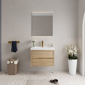 English Elm 30" Floating Bathroom Vanity with Stone Resin Sink Soft Close Drawers Ash Grey W1573P211183