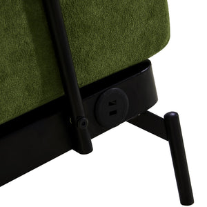 English Elm Modern Loveseat Sofa with Cylindrical Armrests, Built-In USB Ports, Chenille Cushions, Steel Frame Green N719P290584F