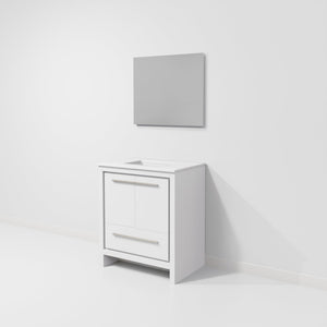 English Elm White 30 in. Bath Vanity with Cultured Marble Top, Soft‑Close, Mirror Included, Scratch‑Resistant Surface and Ample Storage B2731S01483