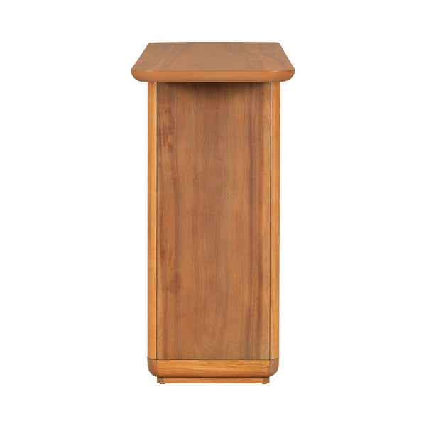 English Elm Mirod Acacia Veneer Console Table with U-base and Curved Edges for Entryway Brown N760P237958D