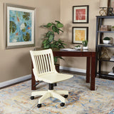 OSP Home Furnishings Deluxe Armless Wood Bankers Chair Antique White Finish