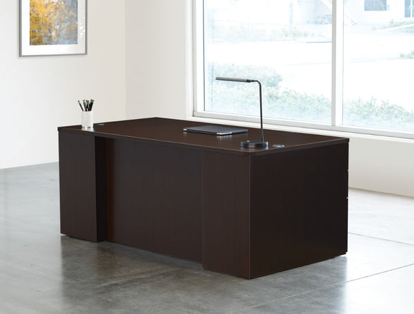 OSP Home Furnishings Napa Executive Double Pedestal Desk with Spacious Work Surface for Home Office Use Espresso NAPESP-TYP203