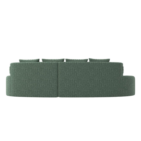 English Elm Modern Half Moon Chenille Sectional Three Seat Curved Sofa for Living Room or Apartment Green W395P435345