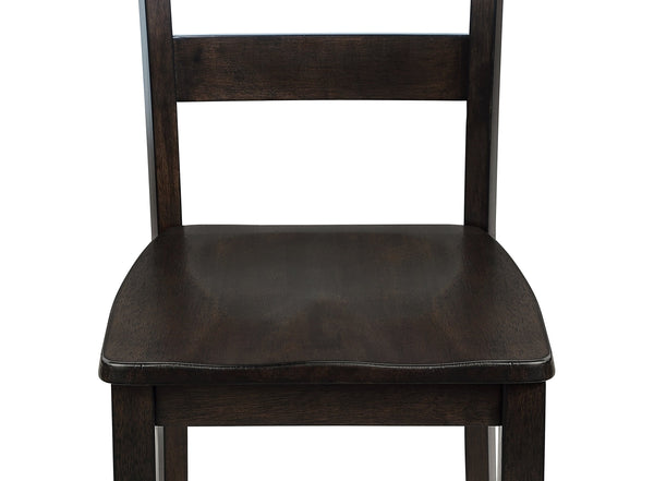 English Elm 5pc Rich Dark Wood Finish Square Dining Set with Ladder-Back Chairs, Compact 36" Table for Nooks B011P375960