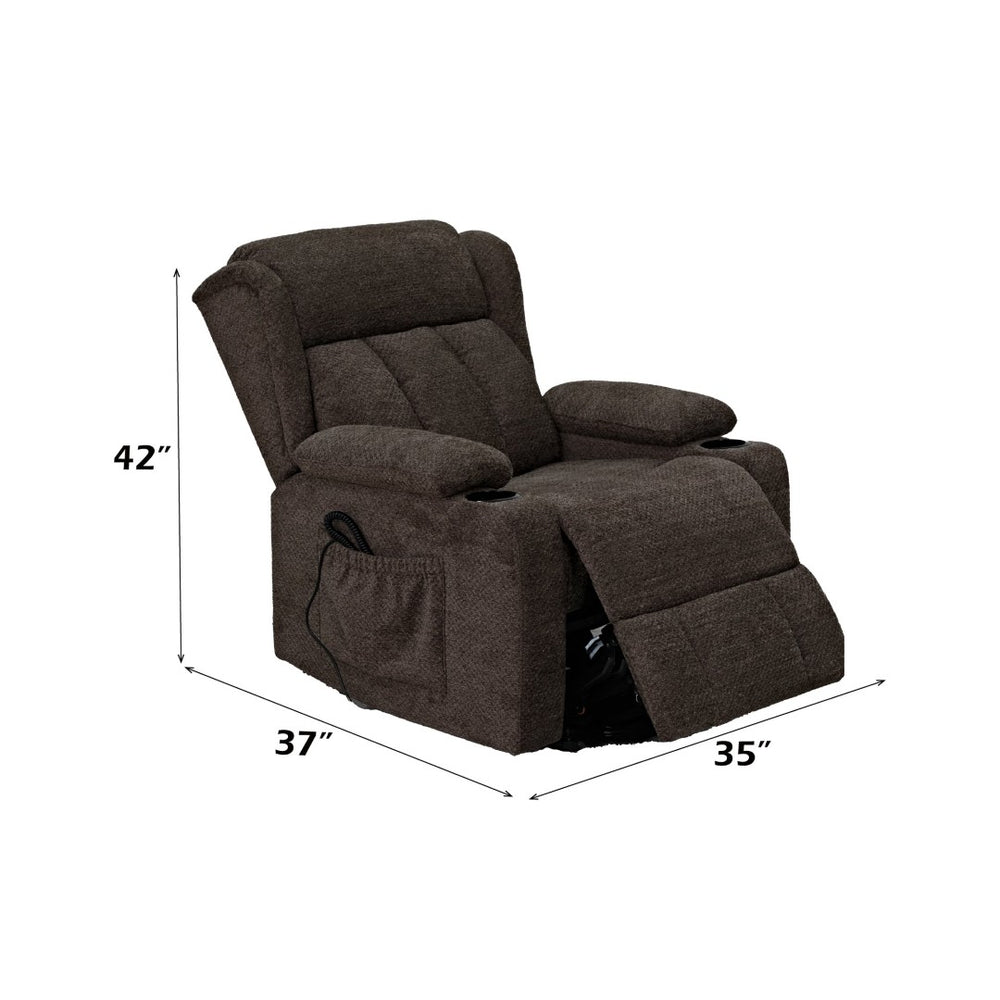 English Elm Lusio Power Lift Recliner with Linen Upholstery Pocket Coil Seat and Cup Holders B2726P469549