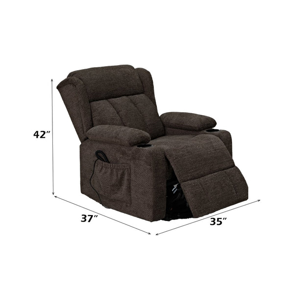 English Elm Lusio Power Lift Recliner with Linen Upholstery Pocket Coil Seat and Cup Holders B2726P469549