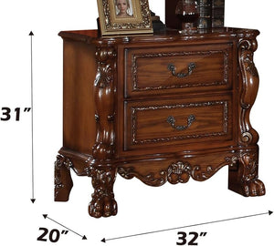 English Elm Traditional Nightstand with Floral Decals and Rope Moldings, Crown Molding Accent, Charming Princess Appeal Cherry 22 L x 34 W x 29 H B2741P324885
