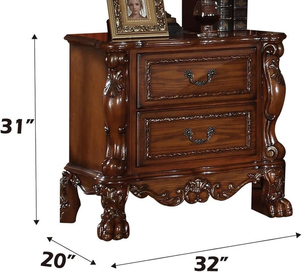English Elm Traditional Nightstand with Floral Decals and Rope Moldings, Crown Molding Accent, Charming Princess Appeal Cherry 22 L x 34 W x 29 H B2741P324885