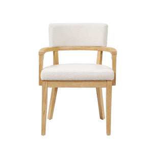 English Elm Christopher Knight Home® - Mid Mid Century Modern Boucle Dining Chairs with Wood Frame, U-Shape Arms, High-Density Foam Comfort Beige,Oak N771P331337A