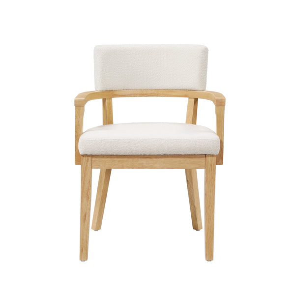 English Elm Christopher Knight Home® - Mid Mid Century Modern Boucle Dining Chairs with Wood Frame, U-Shape Arms, High-Density Foam Comfort Beige,Oak N771P331337A