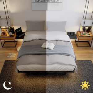English Elm Full Size Heavy Duty Steel Platform Bed with Led Lighting and Built-in Bedside Shelves W311P416238