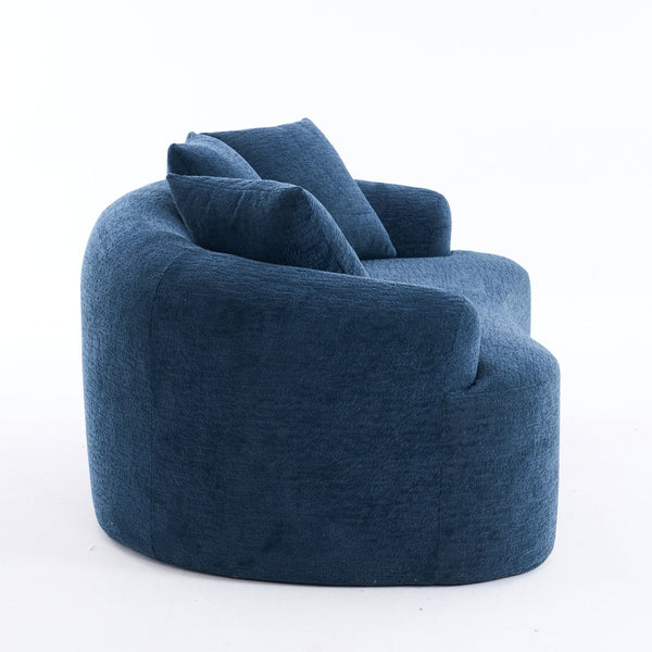 English Elm LY-025S Curved Loveseat Compact 65" Space-Saving Chenille Upholstery, 30D Foam+Spring Comfort Blue W2231P261298
