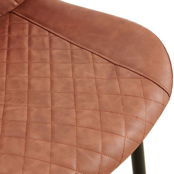 English Elm Brown Leathaire Dining Chairs Set of 4 — Mid-Century Modern Armless Upholstered Side Chairs with Metal Legs, Sleek Accent for Kitchen & Living Room W1164P225824