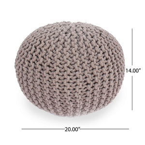 English Elm Moro Chunky Cable Knit Cotton Round Pouf Artisan Footrest for Living Room or Nursery 60480.00BRN