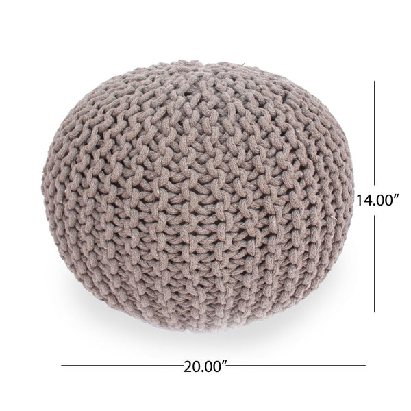 English Elm Moro Chunky Cable Knit Cotton Round Pouf Artisan Footrest for Living Room or Nursery 60480.00BRN
