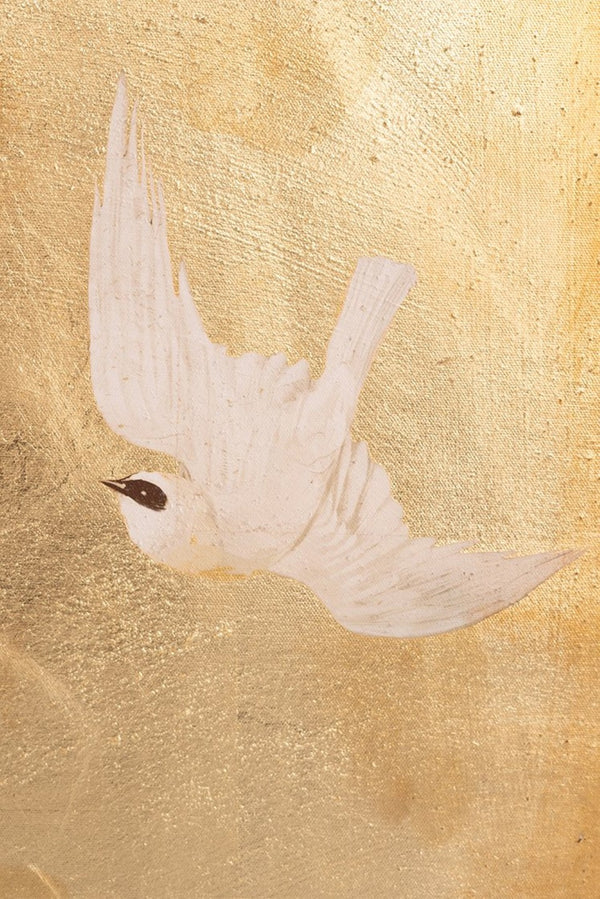 English Elm 38.6x38.6x1.4" Hand-painted Blossom Canvas Art with Textured Gold Acrylic Background W2078P481777
