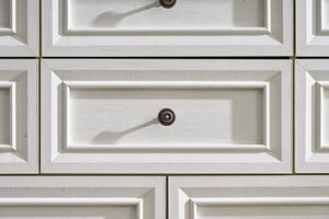 English Elm 10 Drawer Dresser Chest Walnut Rustic Two-Tone Wood Grain, 10 Smooth-Glide Drawers, Durable Storage Appeal W2393P276633