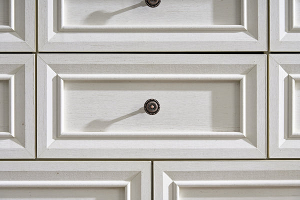 English Elm 10 Drawer Dresser Chest Walnut Rustic Two-Tone Wood Grain, 10 Smooth-Glide Drawers, Durable Storage Appeal W2393P276633