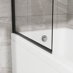 English Elm Goodyo Frameless Bathtub Pivot Screen Tempered Glass Panel with Matte Black Hardware D163147916