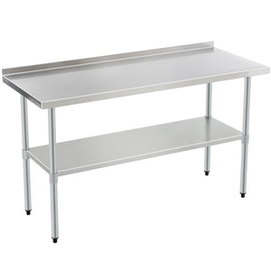 English Elm 24x60 Stainless Steel Prep Table with Adjustable Undershelf, Galvanized Legs, Heavy-Duty 24x60x37in Workstation for Kitchen Commercial Use W1422P252476