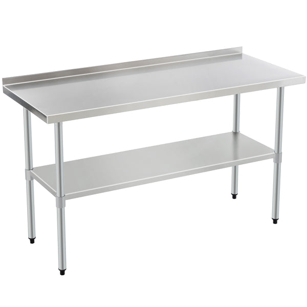 English Elm 24x60 Stainless Steel Prep Table with Adjustable Undershelf, Galvanized Legs, Heavy-Duty 24x60x37in Workstation for Kitchen Commercial Use W1422P252476