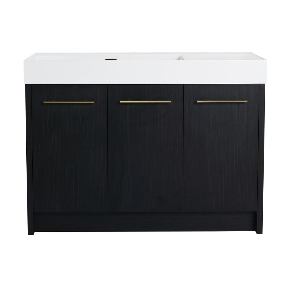 English Elm 48 Inch Freestanding Bathroom Vanity With Integrated Resin Sink & Soft-Close Doors For Storage Solutions W999S00264
