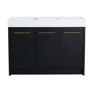 English Elm 48 Inch Freestanding Bathroom Vanity With Integrated Resin Sink & Soft-Close Doors For Storage Solutions W999S00264