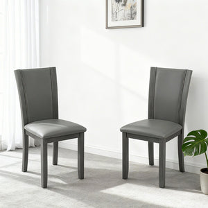 English Elm Dining Chairs Set of 4 Rubberwood Frame with Padded Faux Leather Ergonomic Seats Gray W1998P248088