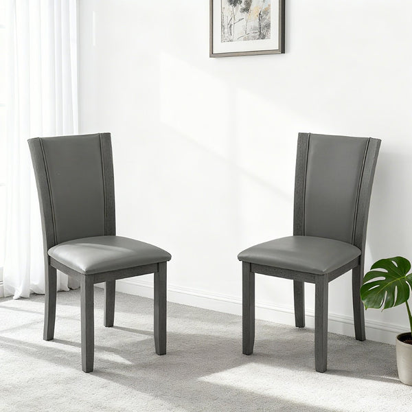 English Elm Dining Chairs Set of 4 Rubberwood Frame with Padded Faux Leather Ergonomic Seats Gray W1998P248088