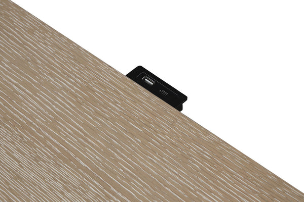 English Elm Transitional Oak Veneer Nightstand with Usb Charging Dovetail Drawers Acrylic Pulls B2741P435317