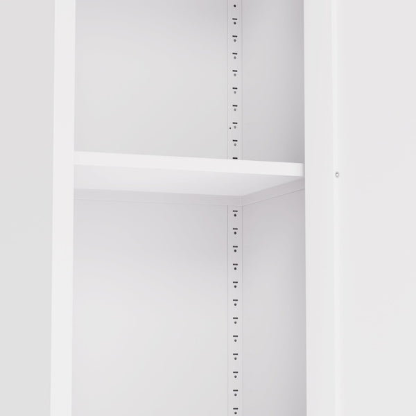 English Elm 71 Inch Narrow Steel Storage Cabinet 5 Tier with Doors Adjustable Shelves White T2398P442671