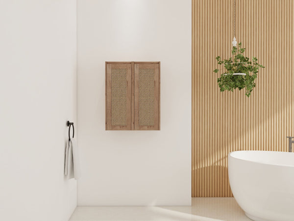 English Elm 24" Bathroom Side Cabinet - Wall-Mounted, Soft-Close Doors, Modern Design & Durable Storage Solution W999S00338