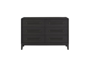 English Elm Small Dresser Peppercorn — Elm Veneer Six-Drawer Chest with Felt Top Drawers and Cedar Liner Black 57 L x 22.25 W x 35.5 H B2699P401402
